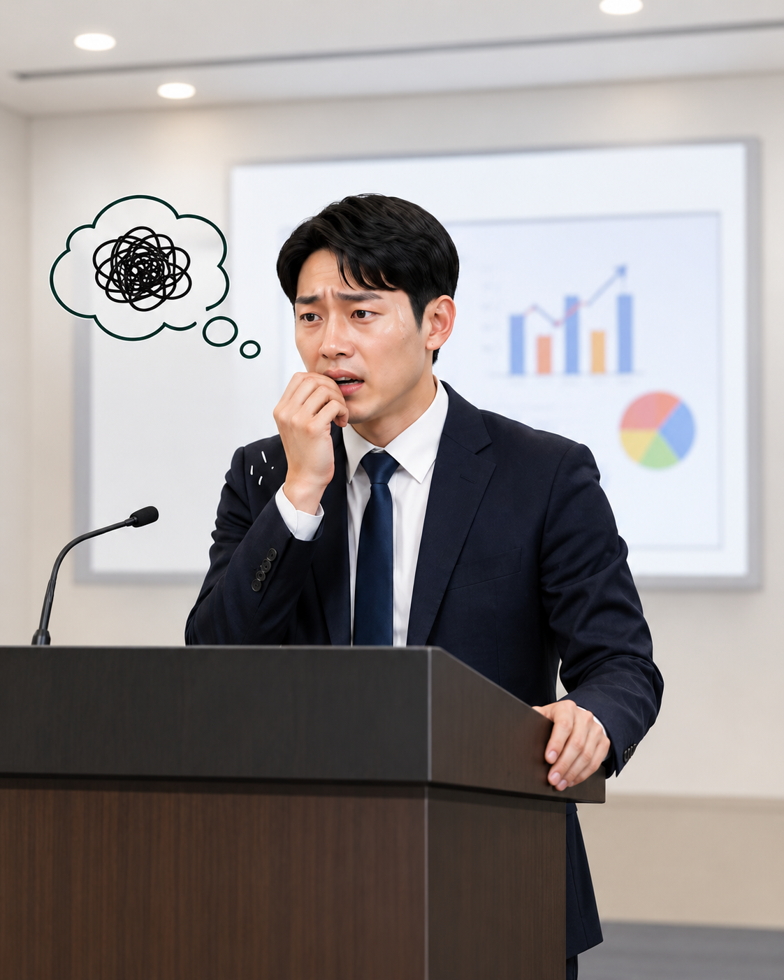 긴장 시 생각이 많아져 머리가 하얘지는 분